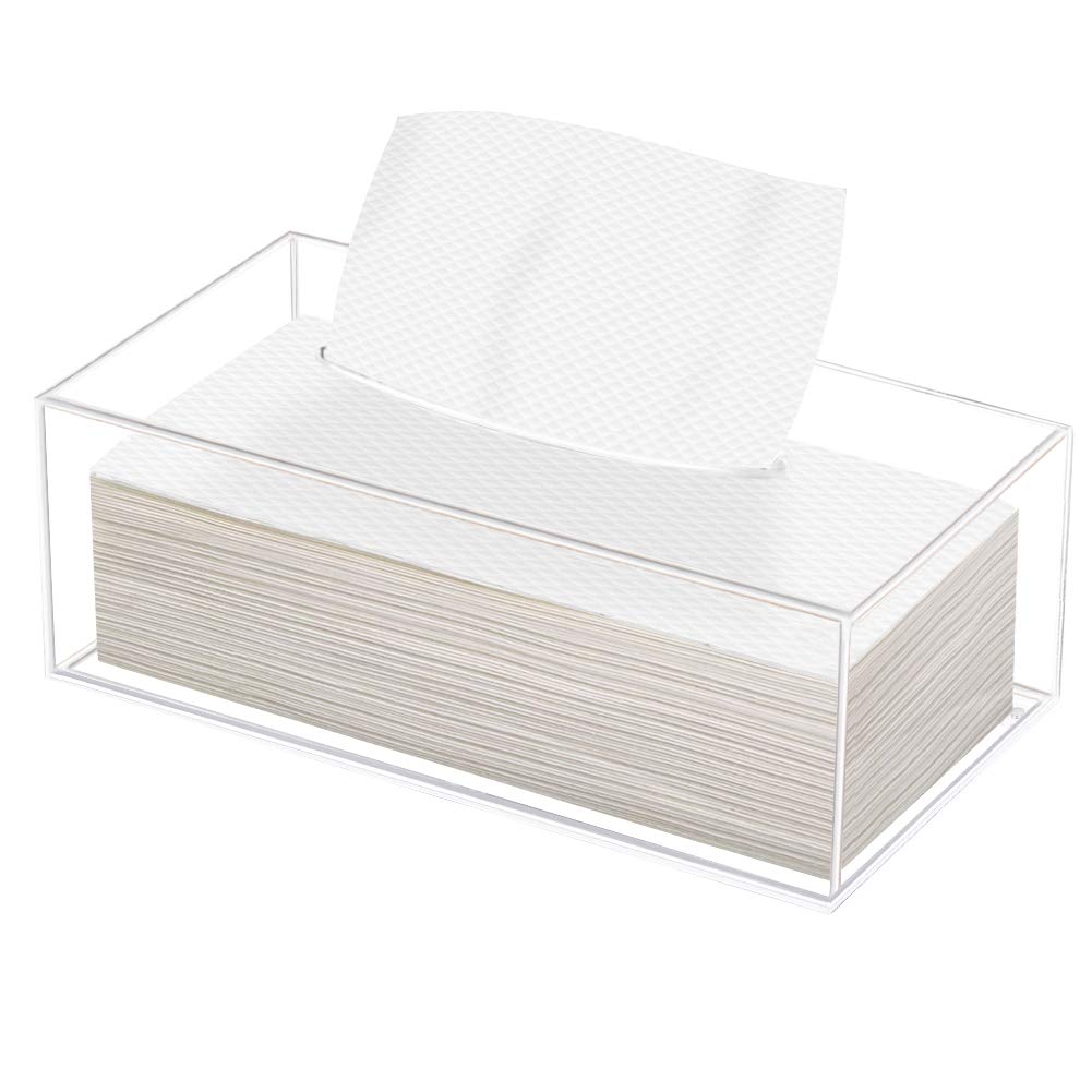 Clear Acrylic Tissue Box Cover Holder for Bathroom Dresser Countertop Desk