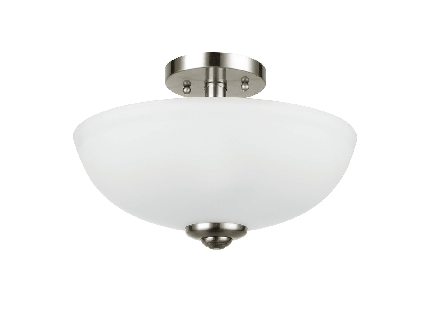 Globe Electric 61025 Vienna 2-Light Semi-Flush Mount, Brushed Nickel, Frosted Glass Shade, Bulb Not Included