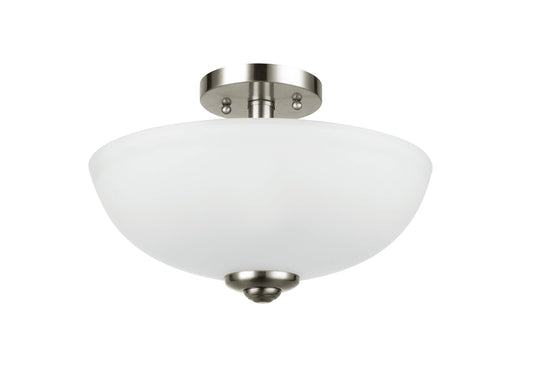 Globe Electric 61025 Vienna 2-Light Semi-Flush Mount, Brushed Nickel, Frosted Glass Shade, Bulb Not Included