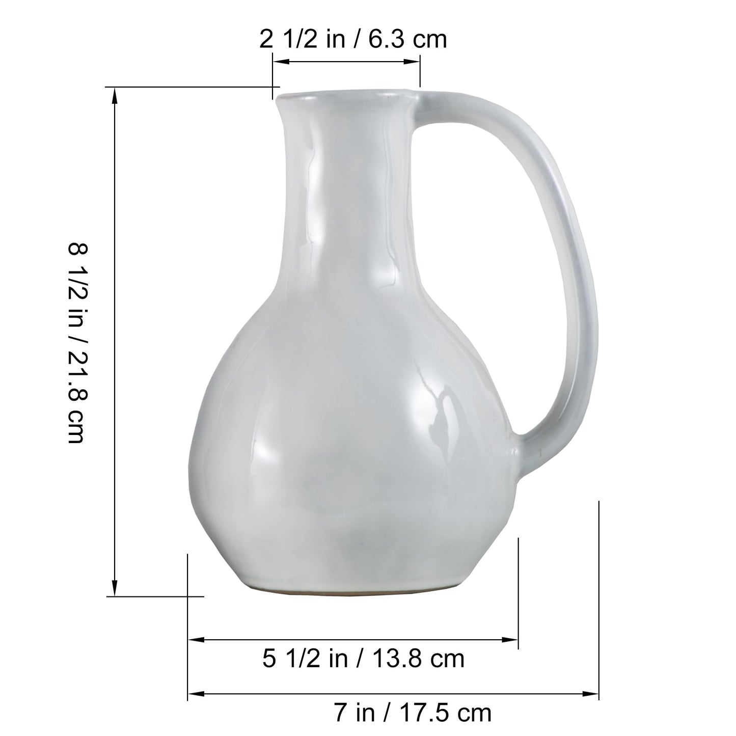 Tanvecle White Ceramic Vase with Big Handles, Modern Farmhouse Decor, Rustic Pottery for Flowers, Decorative Terracotta Centerpiece for Dining Table