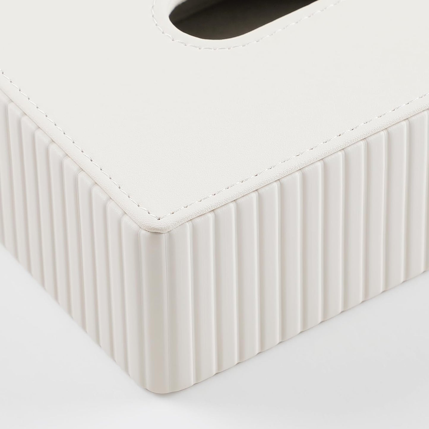 NICLNGSH PU Leather Short Tissue Box Cover Rectangle, Small Tissue Box Holder with Magnetic Closure, Decorative Rectangular Tissue Holder for Bathroom Car Office (Ivory)