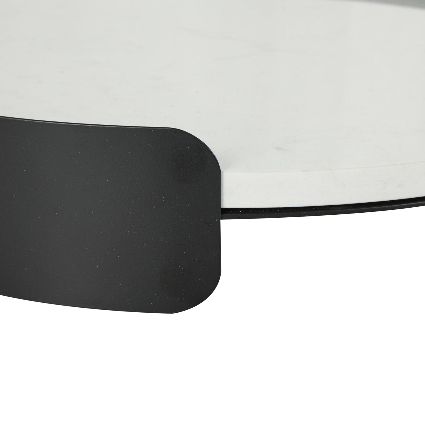 Deco 79 Marble Living Room Decor Tray Round Ottoman Tray with Black Metal Frame, Serving Tray 16" x 16" x 3", White