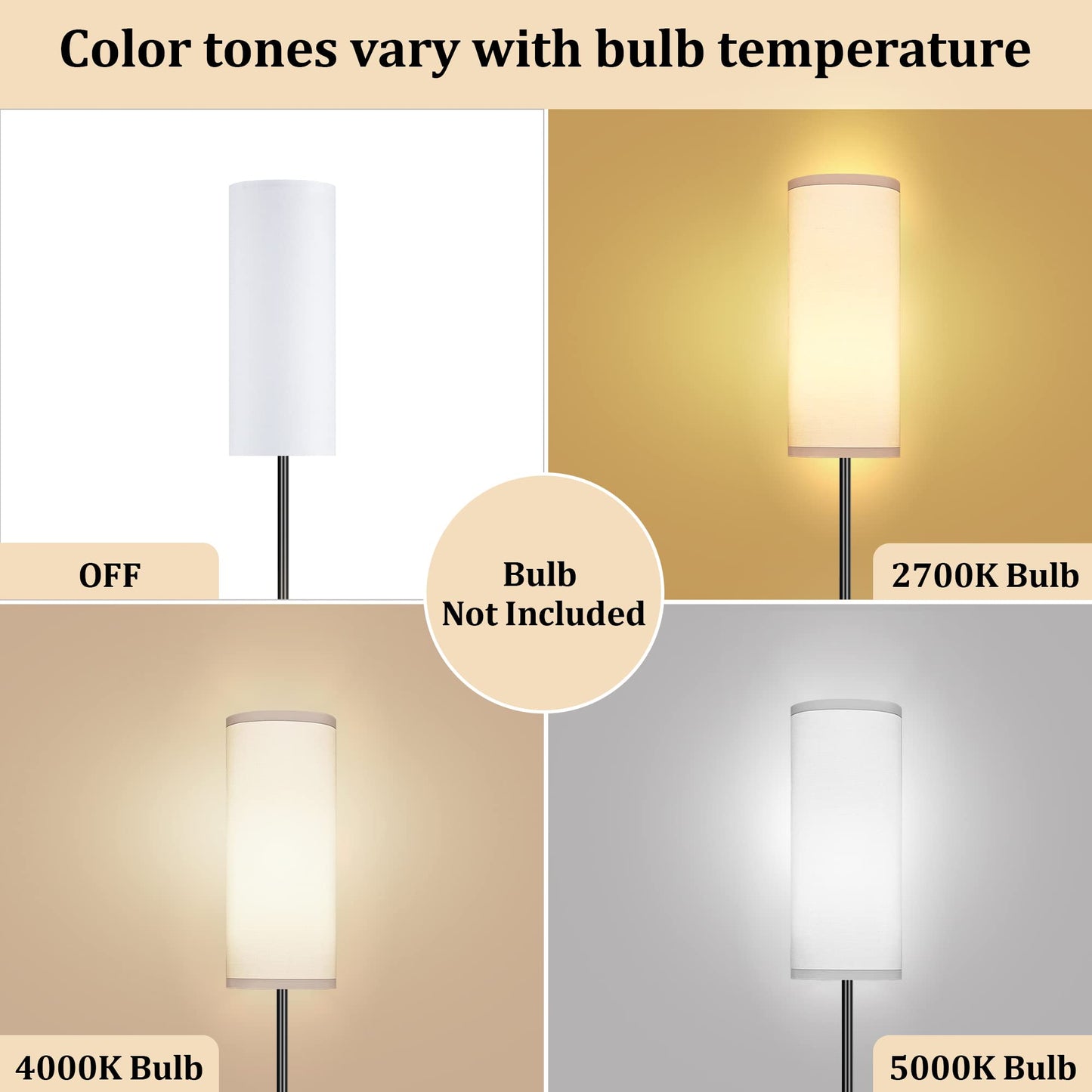 PARTPHONER Modern Standing Lamp with Lampshade, Minimalist Tall Lamp with Foot Switch for Living, Bedroom, Kids Room, Office