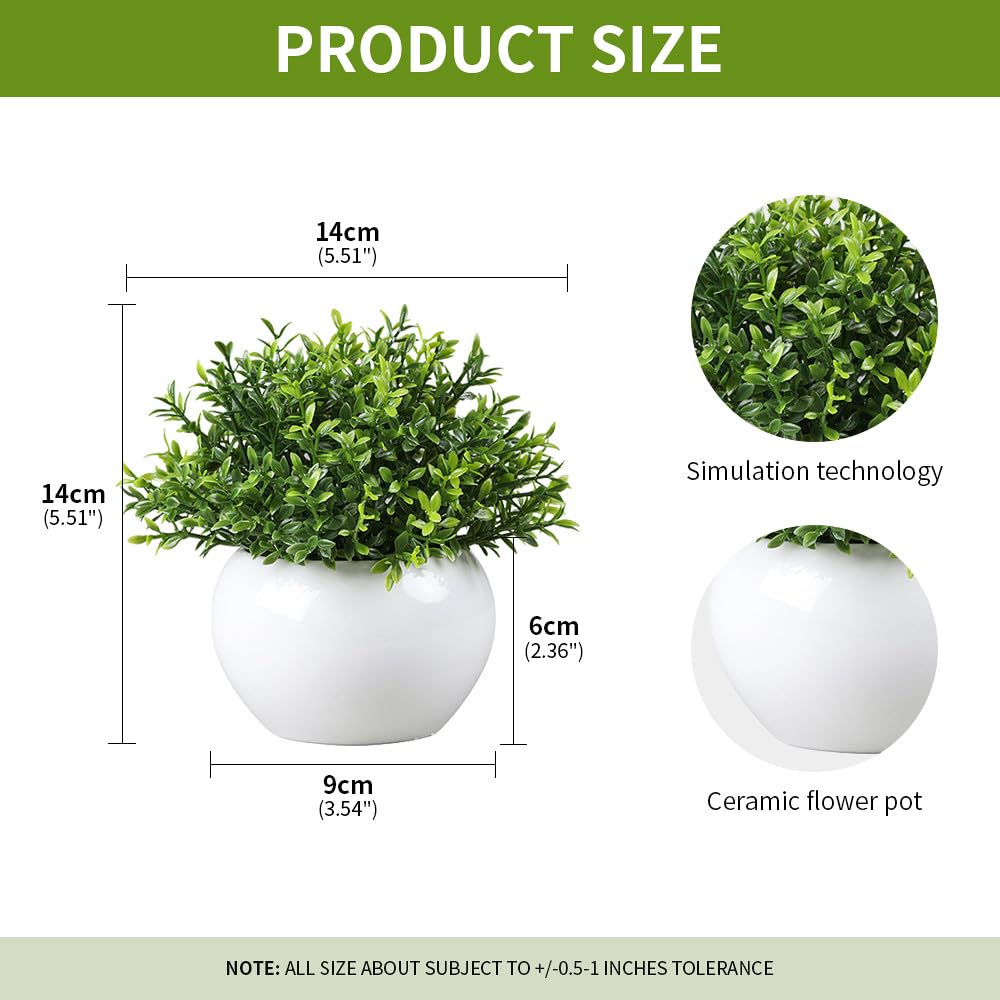 YZZY Artificial Grass Potted Plant, Fake Plant for Desktop Decor, Faux Plant Grass with Ceramic Pots for Home Indoor Office Shelf Decoration 1pc (FY000, with White Pot)