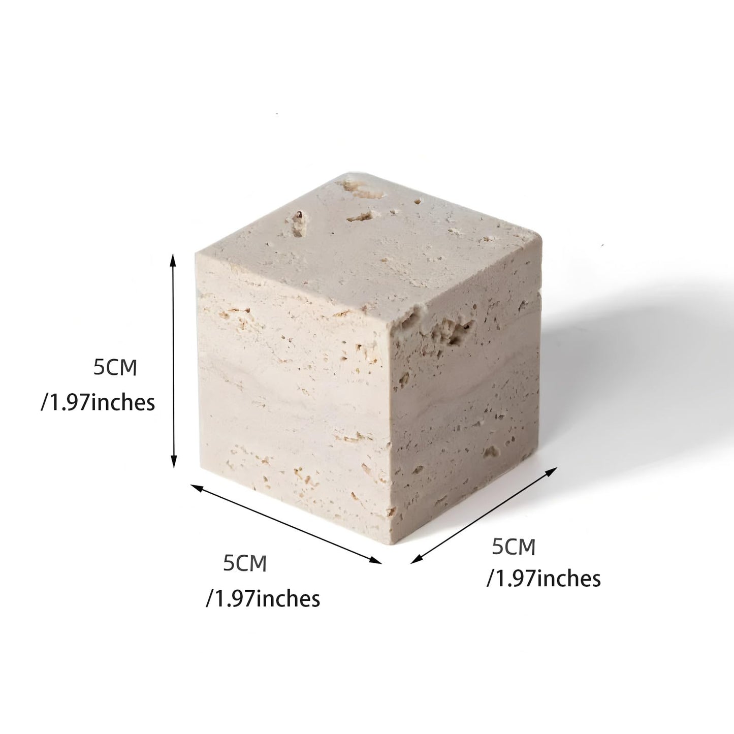 SIRIZEN-DIVING Natural Travertine Stone Jewelry Holder, Vanity Tray, Coasters and Decorative Blocks Set, Beige Multi-Size Marble Cubes for Home Office Decor (block-5x5x5cm)