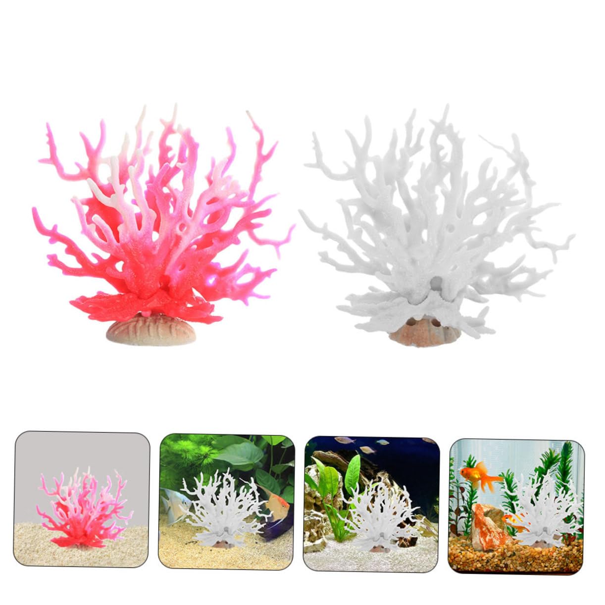 Levemolo 2pcs Decorative Coral Branches Artificial Underwater Plant Sculpture for Fish Tank Landscape Easy to Clean Fish Friendly Flexible Use for Saltwater Aquariums