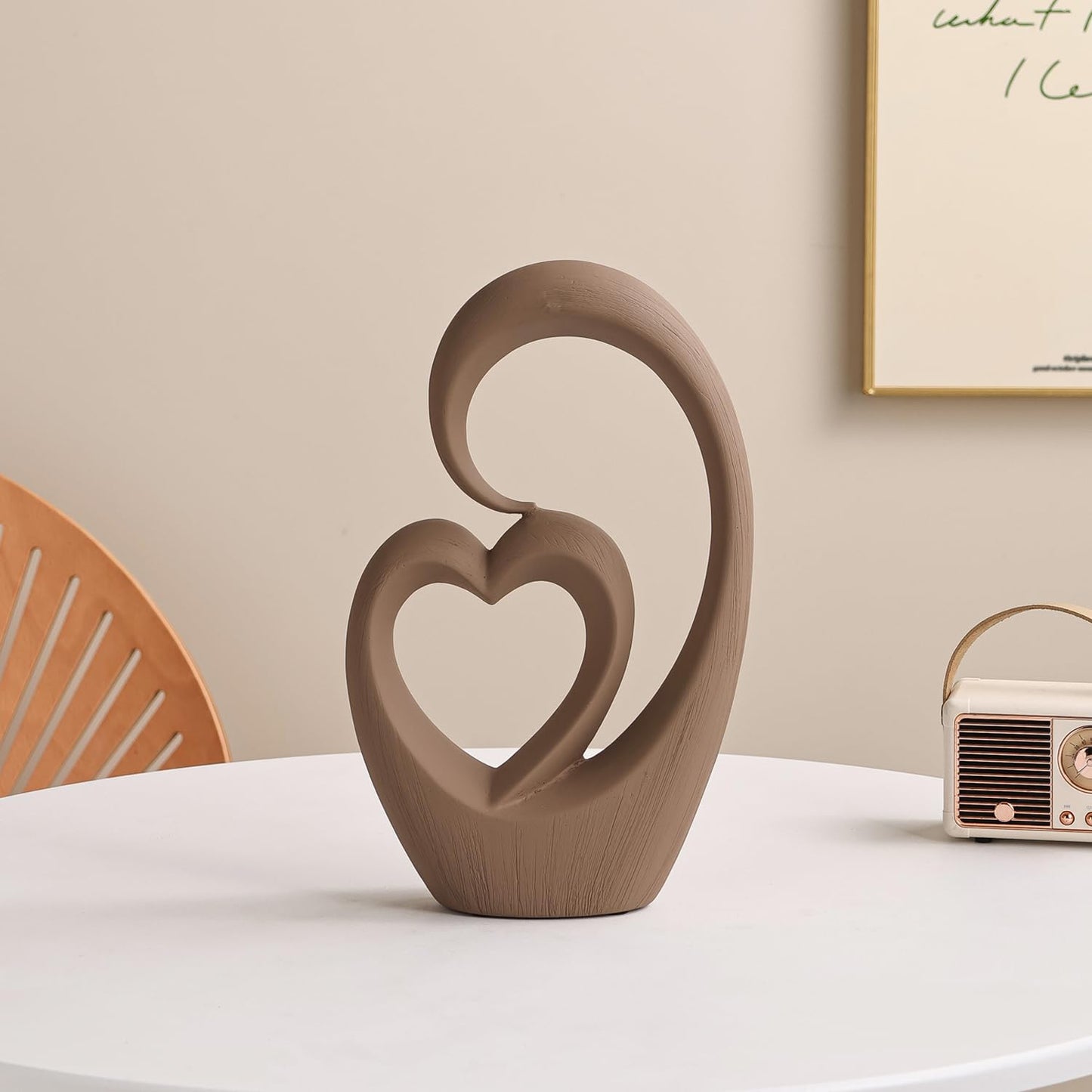 Dneuoir Ceramic Statue Home Decor Aesthetic Abstract Brushed Finish Sculpture Modern Decorative Statues for Living Room Bedroom Bookshelf Table Centerpiece Office