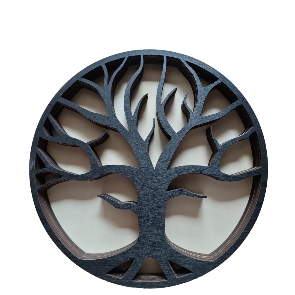 Jamo Homzi Life Tree Wooden Crystals Shelf,Wall Mounted Moon Display Shelves,Crystal Display Stand，Gothic Witchy Boho Aesthetic Shelf for Crystals Stone Essential Oil Small Plant Art(Tree)