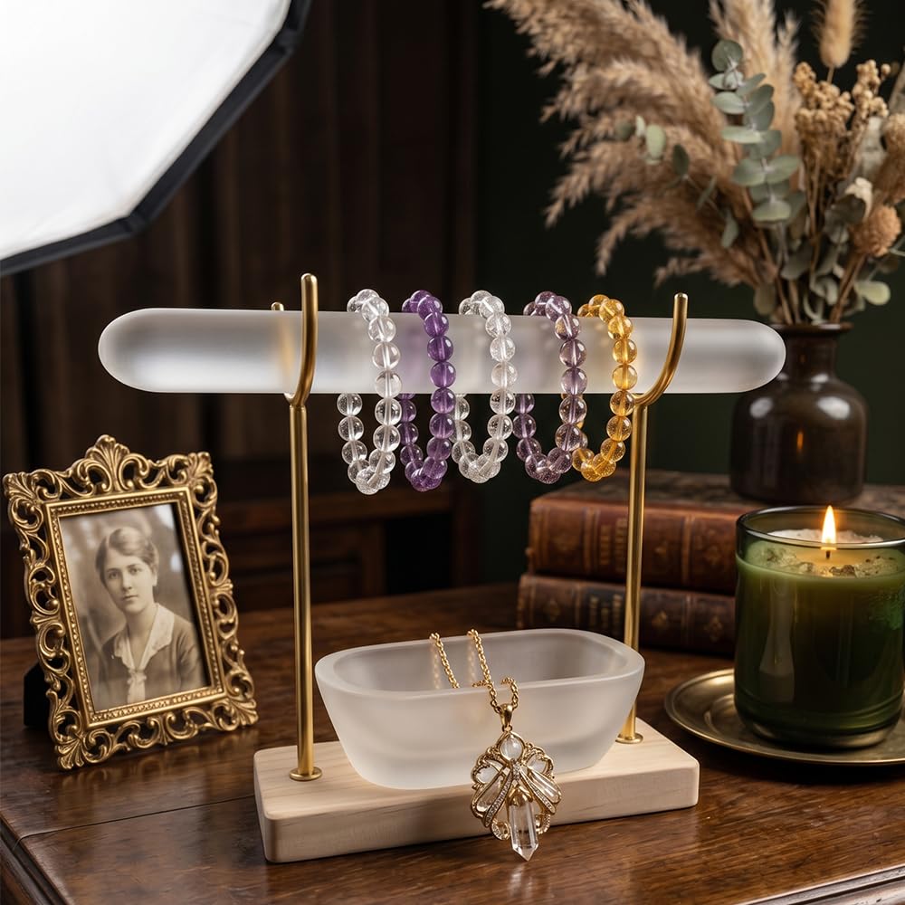 Selenite Crystal Bowl Set Selenite Bracelet Holder Display Stand, Detachable Selenite Crystal Healing Goth Bracelet Display Stand, Selenites Bowls for Necklace Watch Bangles Charging Cleansing