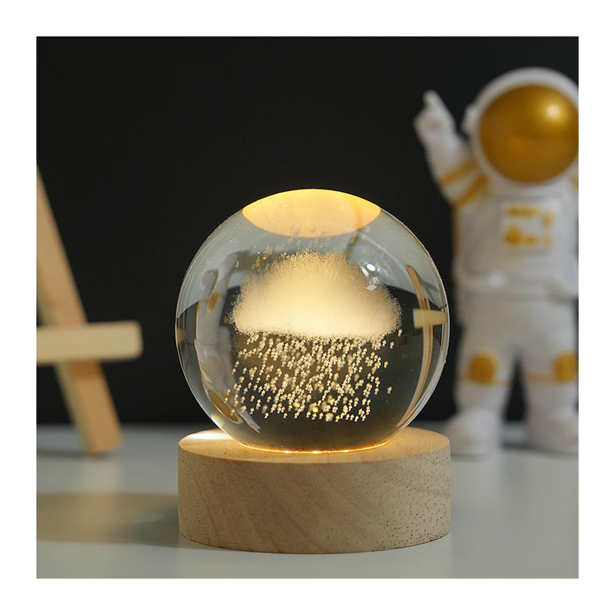 Lizihengpi 3D Crystal Ball Night Light Mood Lighting Cozy Comfort Gifts Home Decor lamp for Bedroom Space Lamps Happy Cozy Comfort Gifts (Rain Clouds)