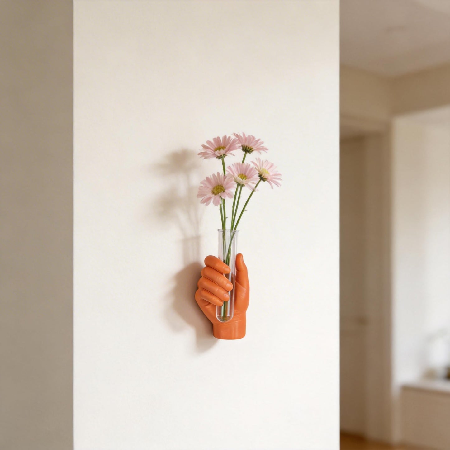 Orange Hand Shaped Wall Vase, Modern Creative Wall Vase, Unique Art Decoration, Stylish Home Decor for Living Rooms, Bathrooms, Patios, Entrances, and Office Decor.
