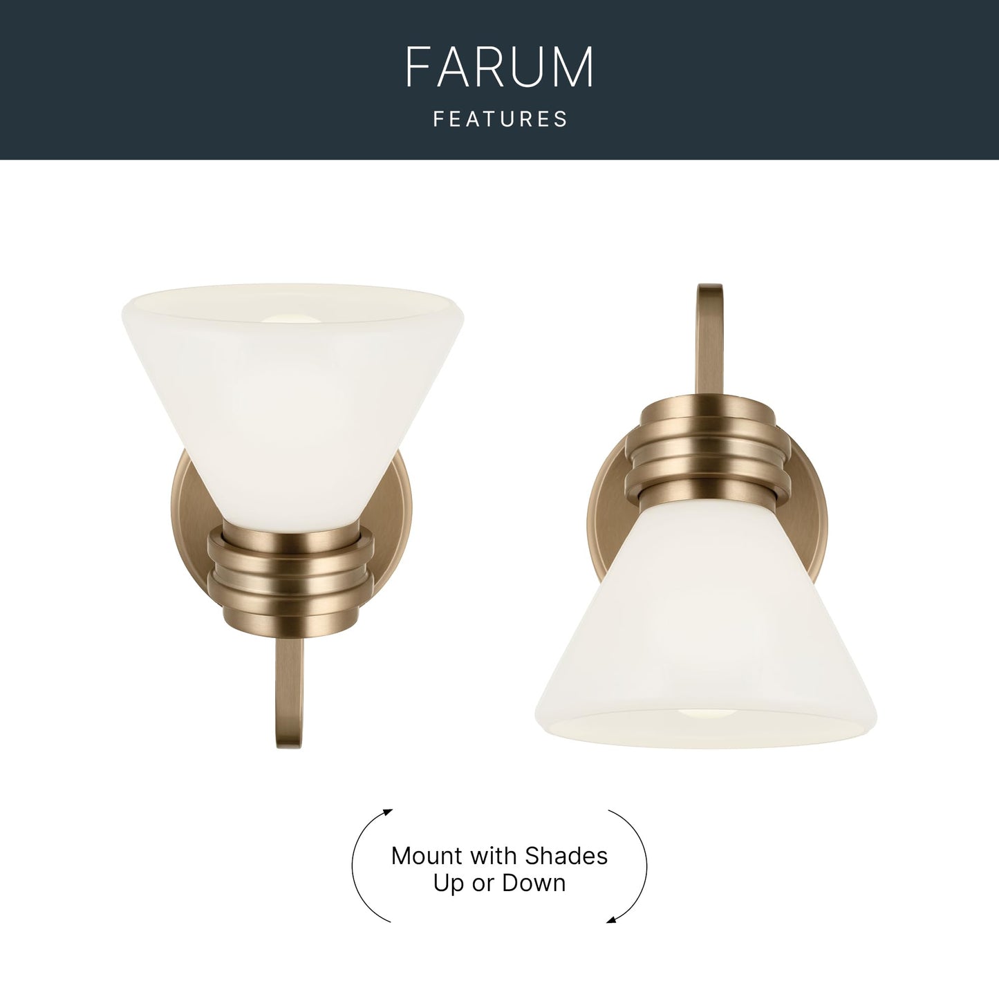 Kichler Farum 9.5 Inch 1 Light Wall Sconce with Opal Glass in Champagne Bronze, for Fireplace, Kitchen, Bedroom, Hallway, or Vanity, (7.25" W x 9.5" H), 55153CPZ