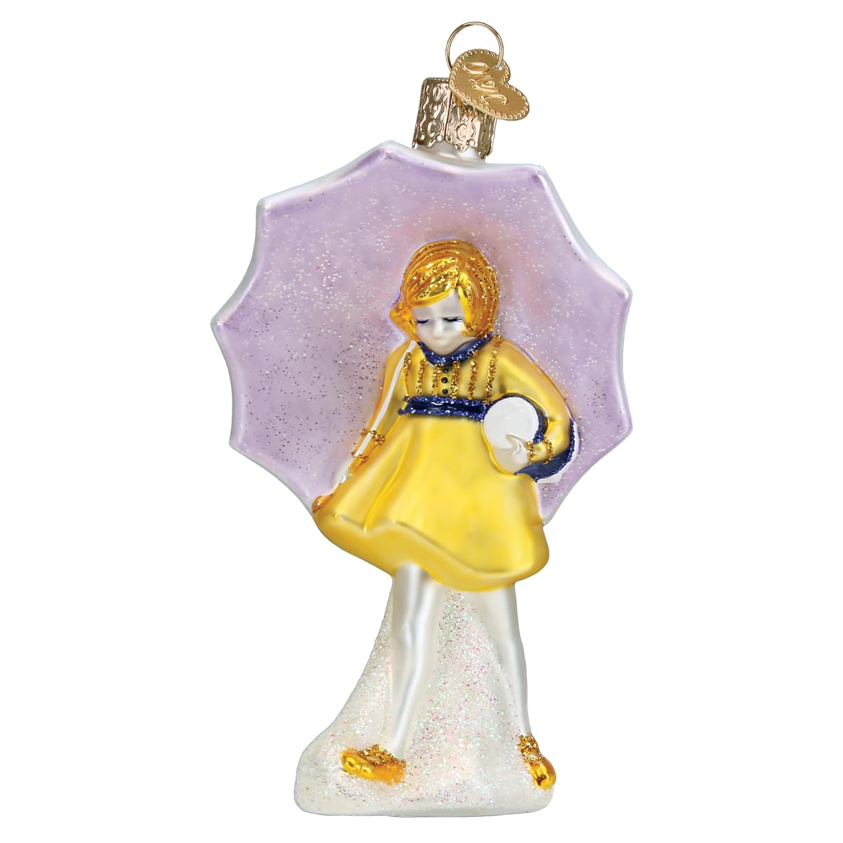 Old World Christmas Morton Umbrella Girl Glass Blown Ornament for Christmas Tree, Handcrafted Holiday Decoration, Kitchen Collection