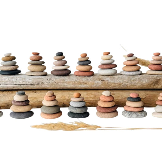 Office Relaxation Gifts, Boho Table top Decor for Living Room, Zen Figures for Home Décor, Rock Cairn Decor, Bookshelf Decorative Objects Aesthetic, Earthy Bathroom Décor, Aesthetic (Small)