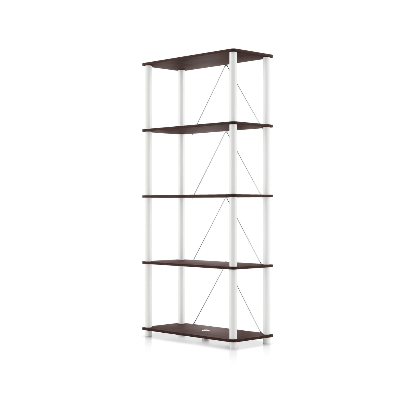Homes: Inside + Out Apexa Modern 5-Tier Wide Shelving Units, Collectibles Display Shelves, Easy Assembly Standing Shelf, Home Storage Organizer for Living Room, Bedroom, Office, Espresso