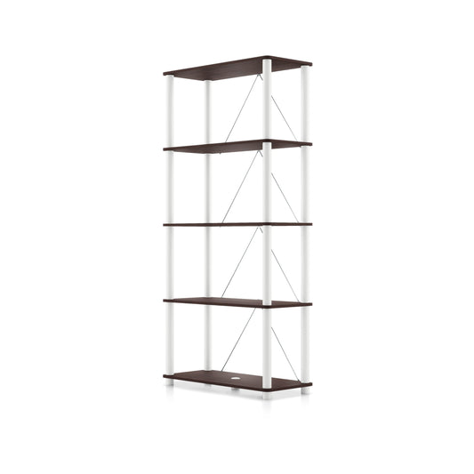 Homes: Inside + Out Apexa Modern 5-Tier Wide Shelving Units, Collectibles Display Shelves, Easy Assembly Standing Shelf, Home Storage Organizer for Living Room, Bedroom, Office, Espresso
