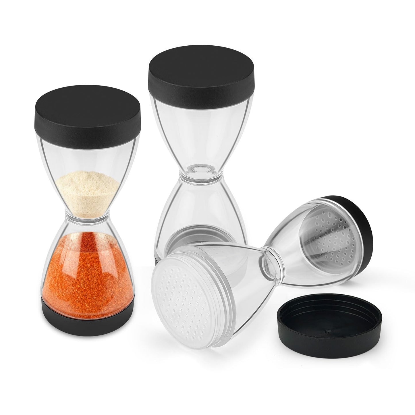 Sekonow 3 Pack Travel Salt and Pepper Shakers, 2 In 1 Portable Small Camp Seasoning Spice Containers with Moisture Proof Lid, for Camping Kitchen, Outdoor, Picnic, BBQ