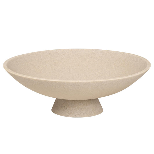 Modern Decorative Fruit Bowl, Beige Resin Artificial Stone Pedestal Bowl, Handicraft Table Centerpiece for Entryway, Coffee Table, Kitchen & Home Decor