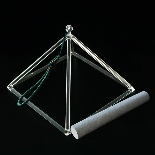 WENSYING Crystal Meditation Pyramid 8 Inch Singing Bowls Crystal Musical Instrument Geometric Tripod Yoga Meditation Wind Chime Percussion Instrument With Percussion Stick