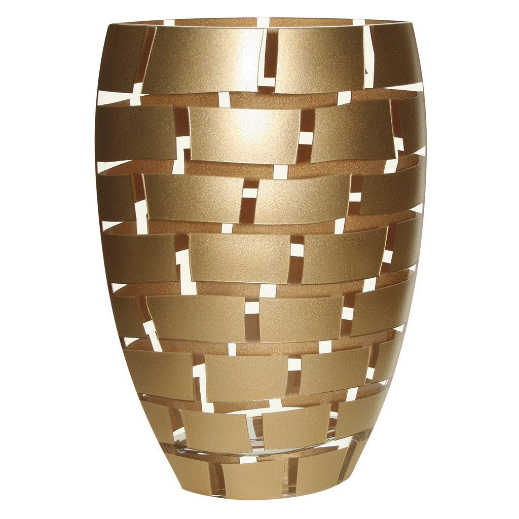 Badash Gold Wall Lead-Free Crystal Flower Vase Centerpiece, 12 Inch