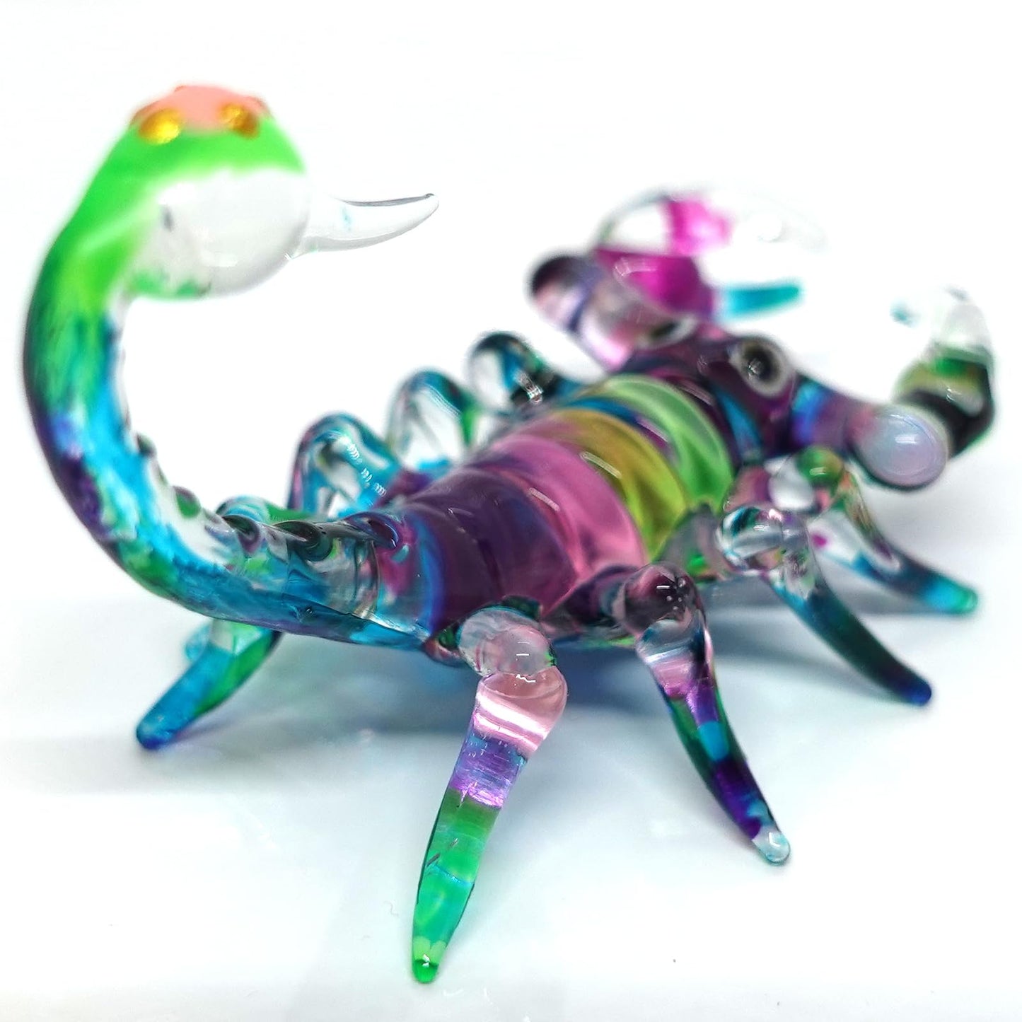 Sansukjai Scorpion Miniature Figurines Animals Hand Painted Blown Glass Art Collectible Gift Decorate (Multi-Pastel)