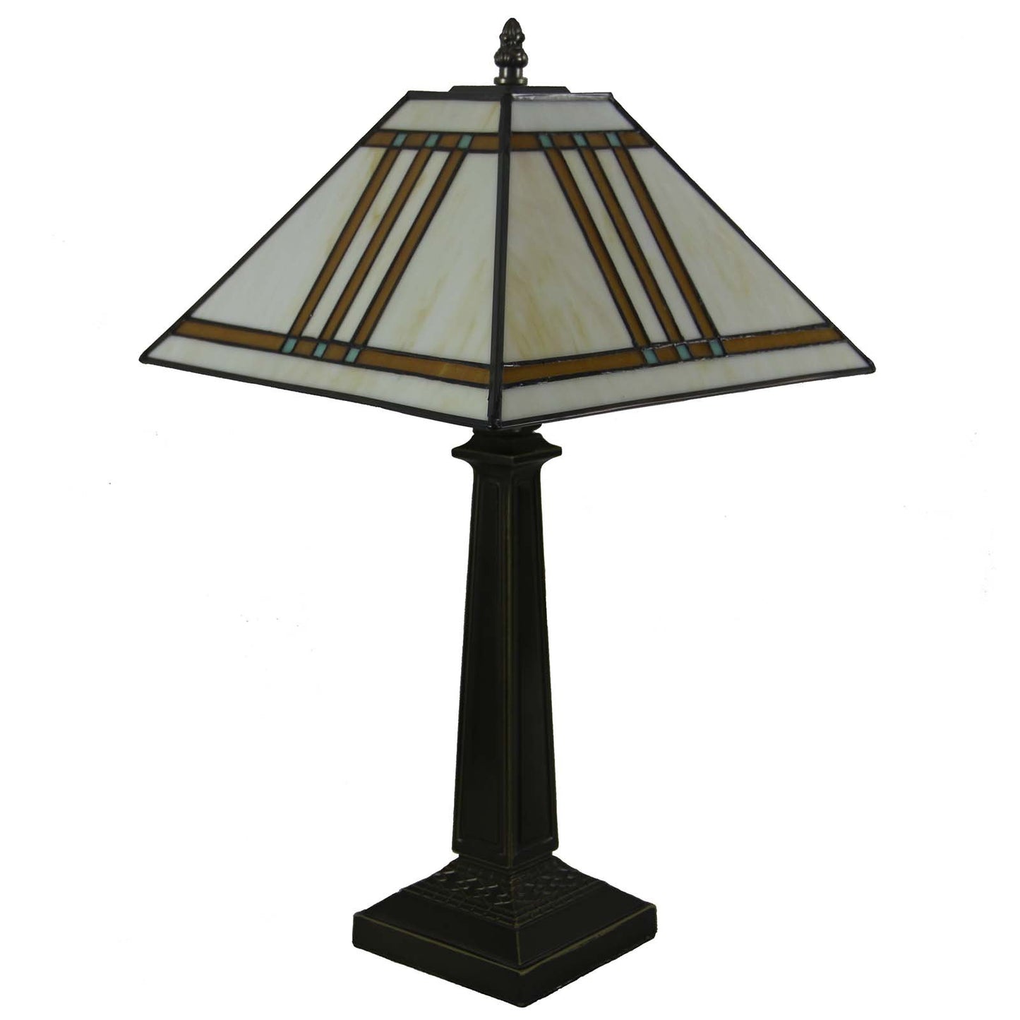 Bieye L10345 Mission Tiffany Style Stained Glass Table Lamp with 11-inches Wide Lampshade, 20-inch Tall