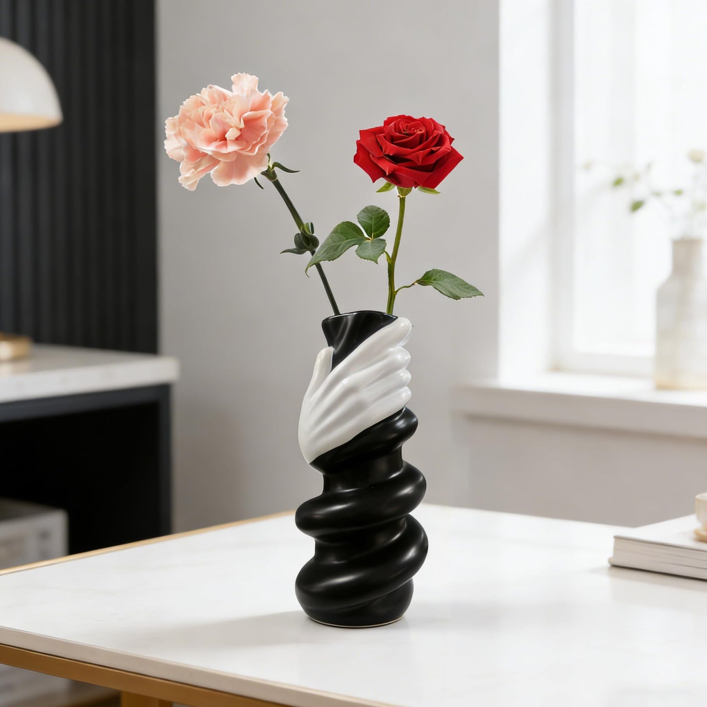 Hand Vase Ceramic Sculpture for Table and Entryway Decor