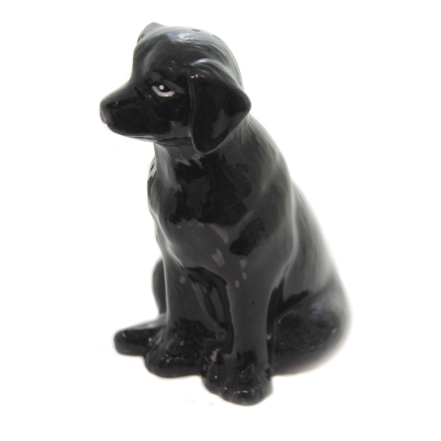 Fine Ceramic Black Labrador Dog Salt & Pepper Shakers Set, 3-3/4" H