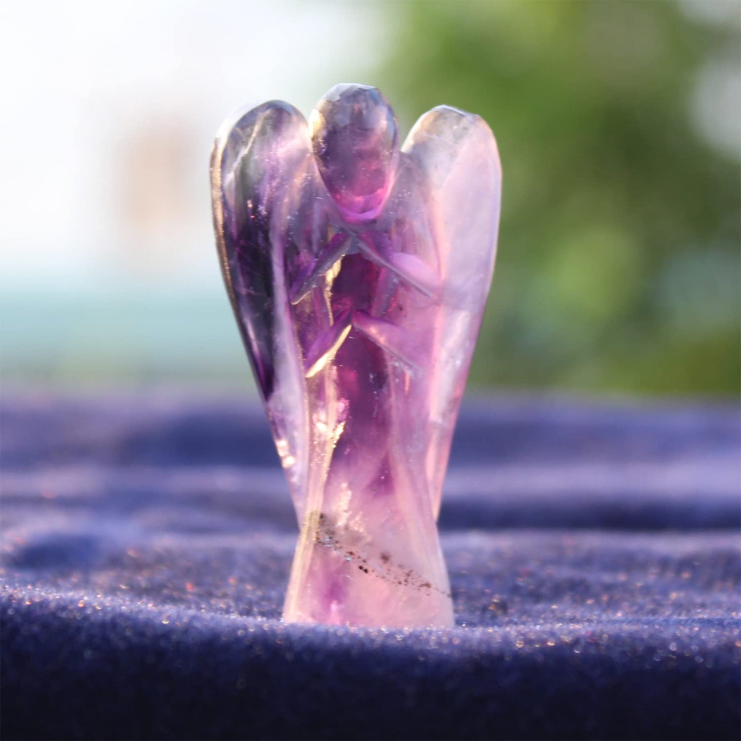 2 inches Natural Gemstone Guardian Angel Hand Curved | 15 Choices | Gemstones Crystal Prayer Angel | Home Protection | Pocket Crystal Angel (Opalite + Amethyst + Green jade)