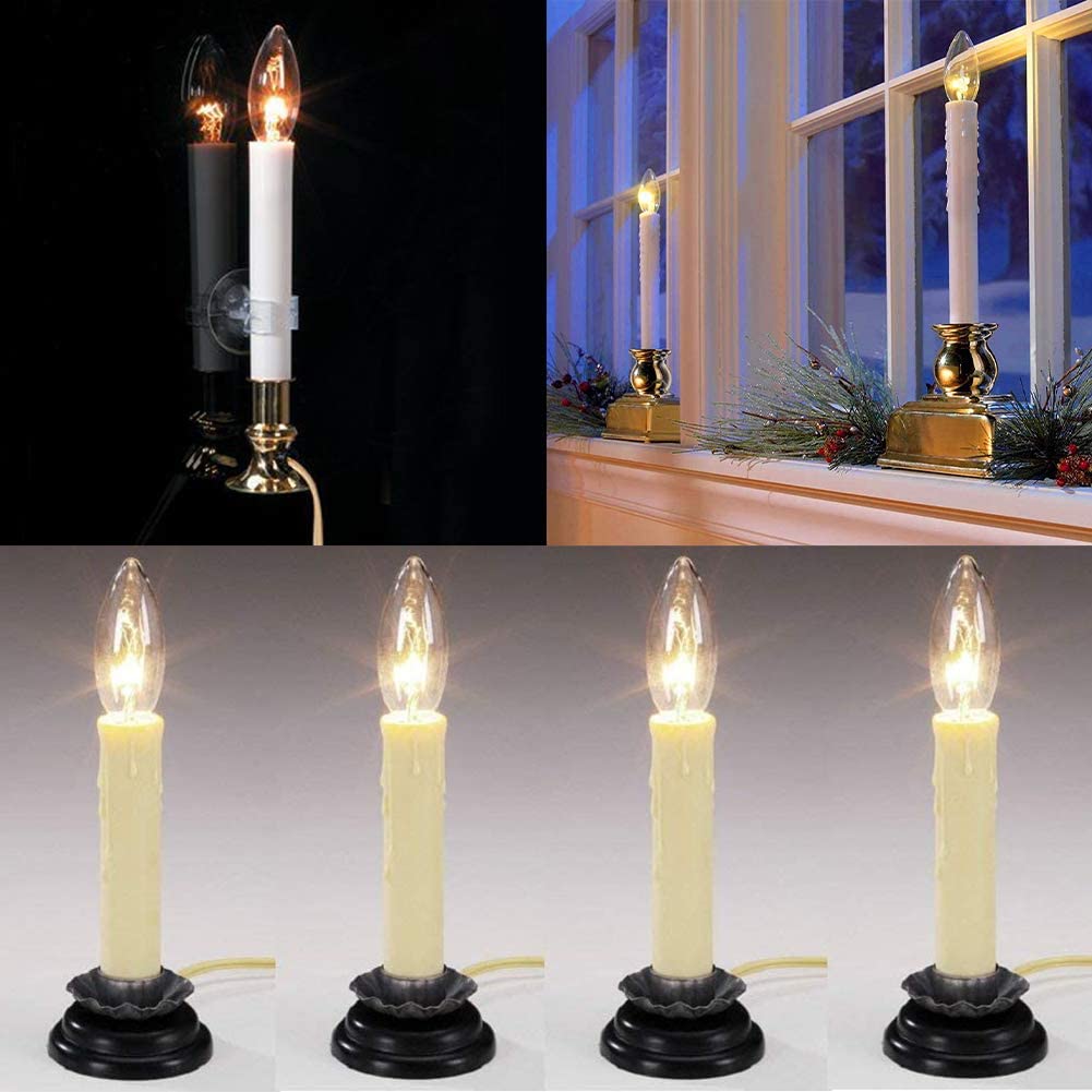 Romasaty 25PK Crystal Clear Torpedo Tip E12 Candelabra Light Bulbs, Transparent Candle Light Bulbs for Chandeliers, Electric Window Candle Lamps, Ceiling Fan Lights, Pendants, Fireplace - 7W - 120 V