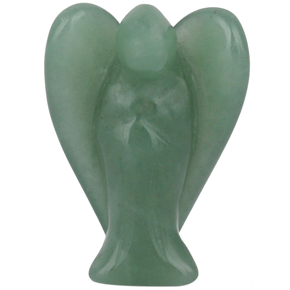 Rockcloud Healing Crystal Gemstone Carved Pocket Crystal Guardian Angel Figurines 1.5 inch Green Aventurine