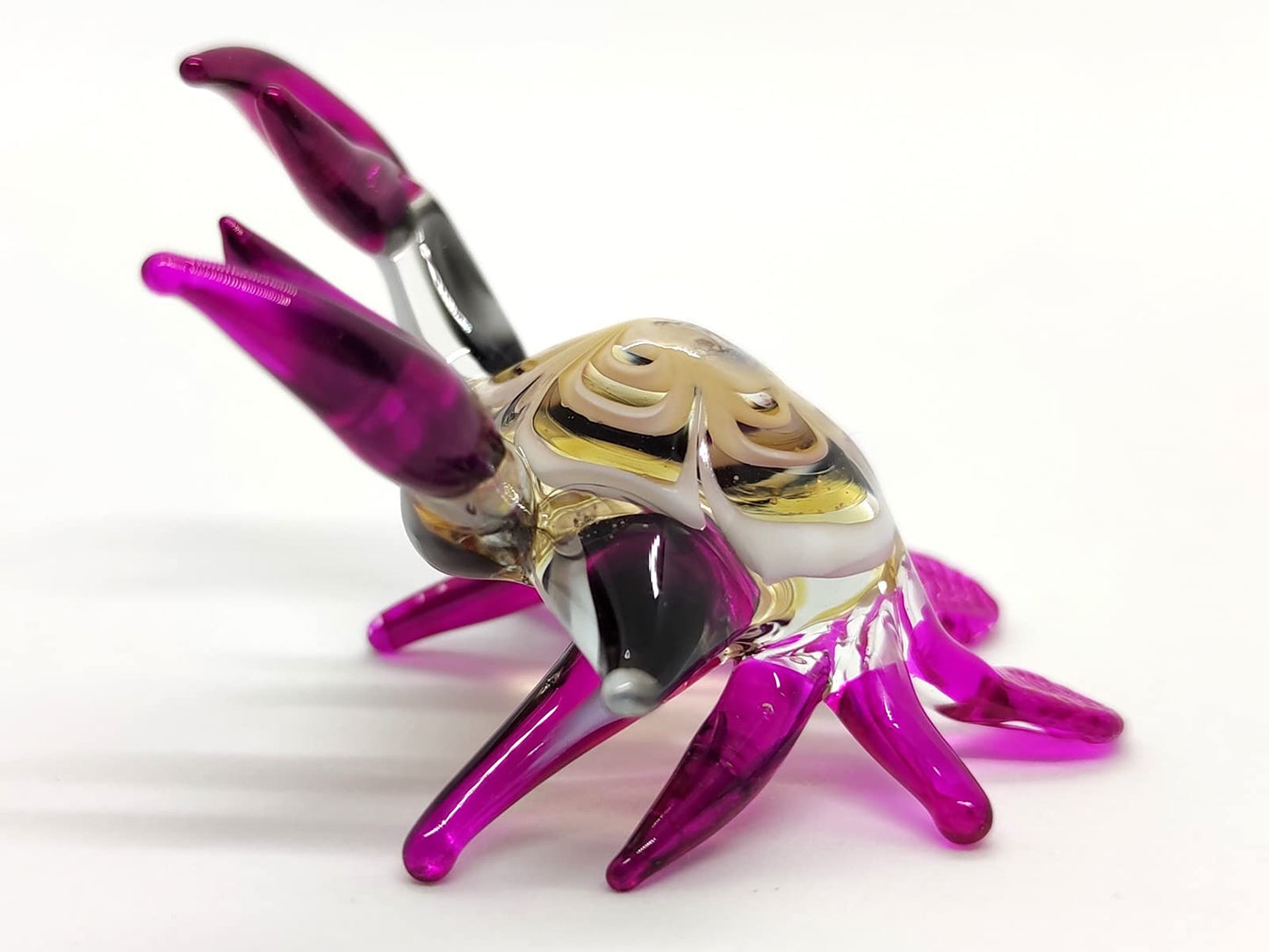 Sansukjai Crab Tiny Miniature Figurines Hand Blown Glass Art Beach Animals Collectible Gift Home Decorate (Orange Purple)