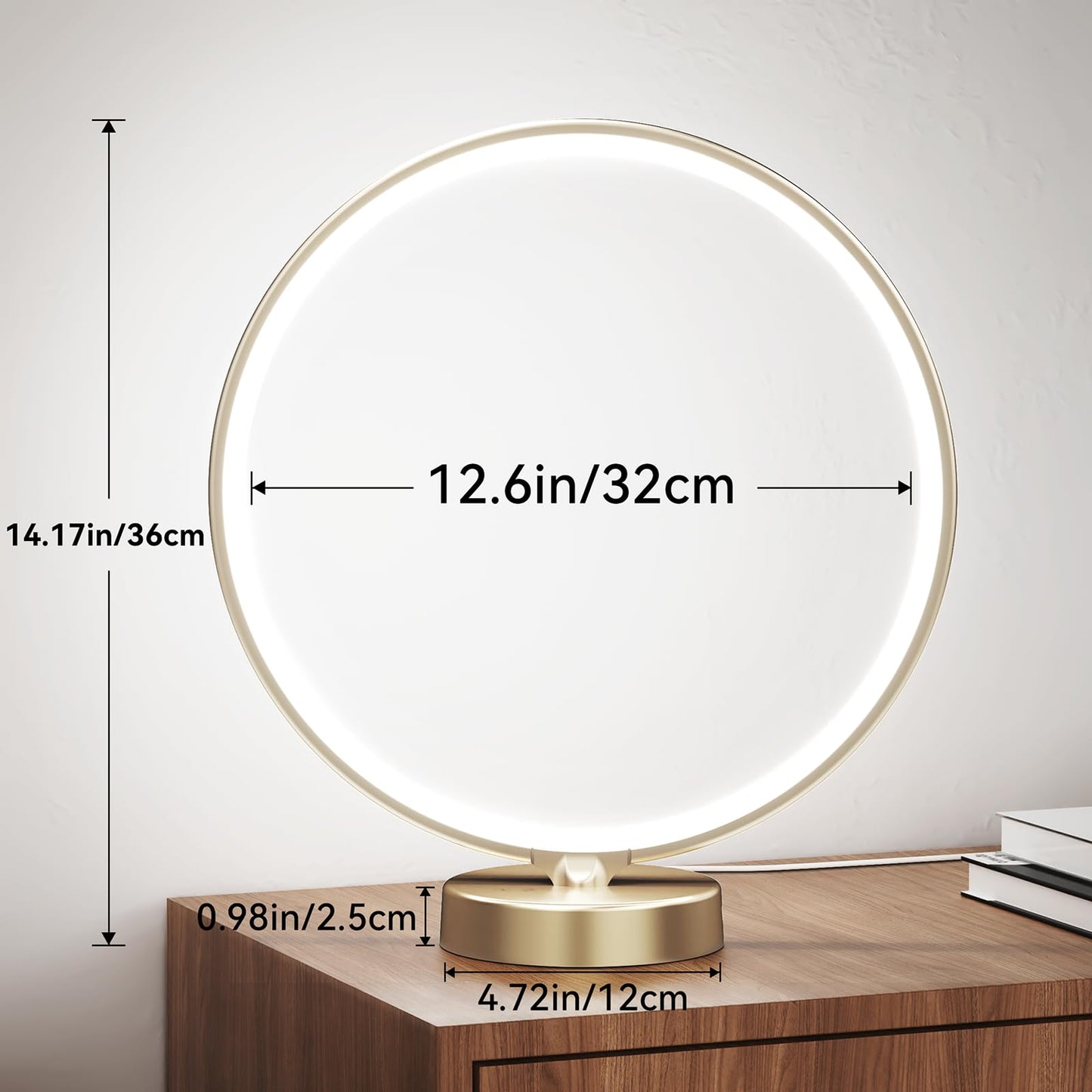 Doraubia Sunlight Lamp,10000 Lux Sun Lamp,Daylight Lamp with 3 Color Temperatures, Stepless Brightness, Memory Function &Timer Natural Lamp, Desk Lamp Table Lamp for Home-Gold