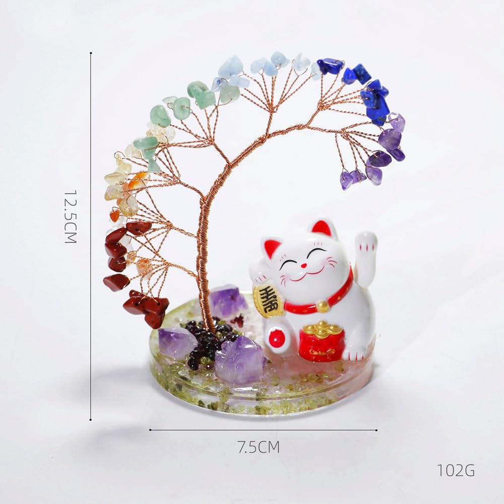 Kingzhuo Lucky Cat, Crystal Tree Healing Stones, Solar Power Weaving Arm, Yoga Meditation, Restaurant, Business, Car Dashboard, Home Decor, Office Decor