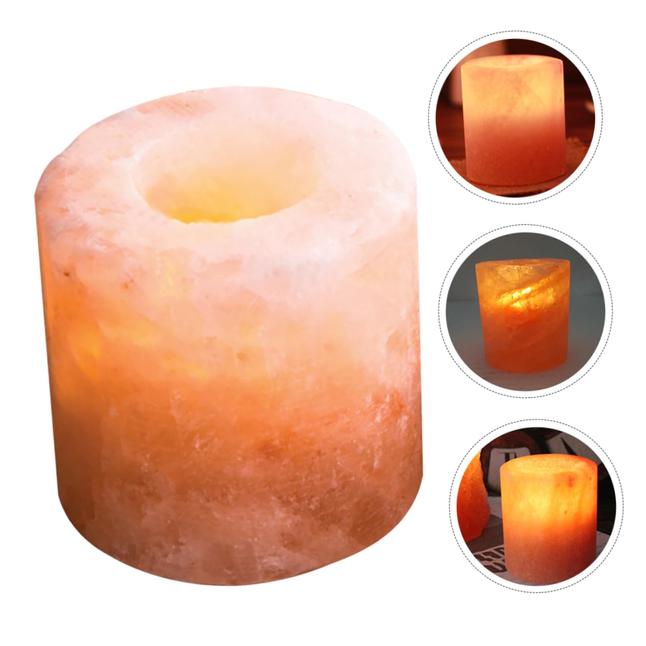 Healifty Himalayan Crystal Salt Candle Holder Adjustable Taper Candle Stand for Meditation Yoga and Home Decor Natural Handcrafted Decorative Centerpiece for Dining Table and Relaxation