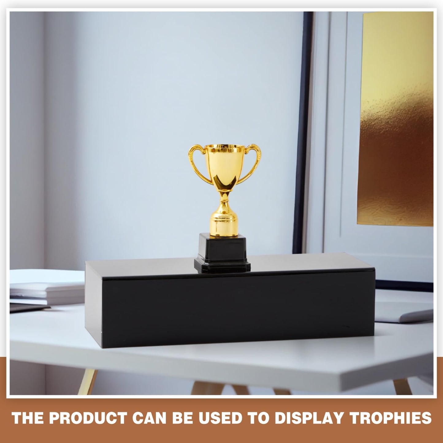 Chunful Black Acrylic Display Box Riser Trophy Base Acrylic Pedestal Stand Block Versatile Trophy Diorama Base and Storage for Photography Props Home Office Decor Showing(16" L X 6" W X 4" H)