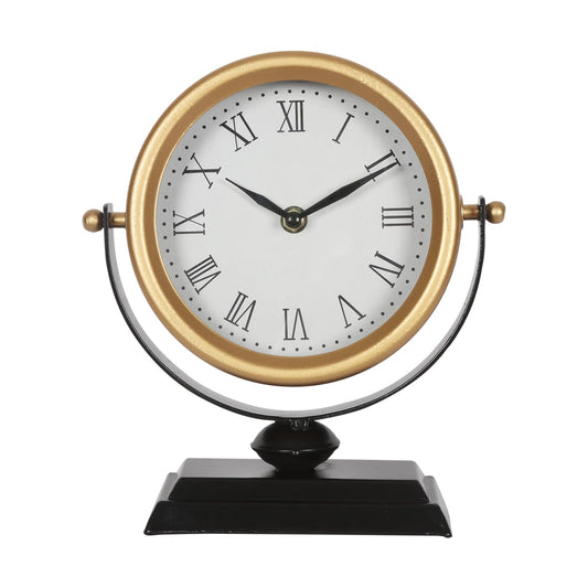 QIYAODECO Vintage Gold Analog Battery Operated Small Retro Mini Desk & Mantel Clock for Bedroom Living Room Office Home Decor Table Top