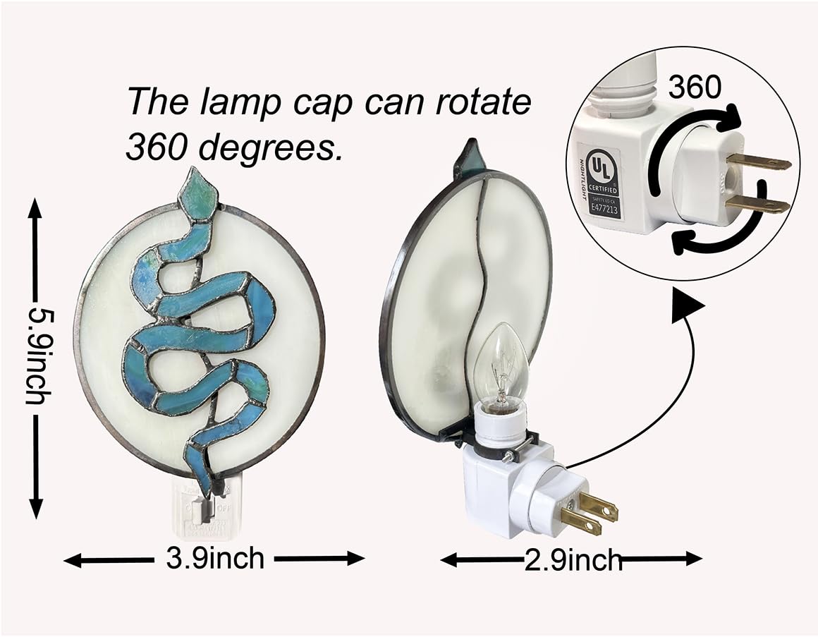 DUONAYU Stained Glass Snake Night Light.Suitable for Bedroom headboard, Hallway, Kitchen.DYM9022 (Green)