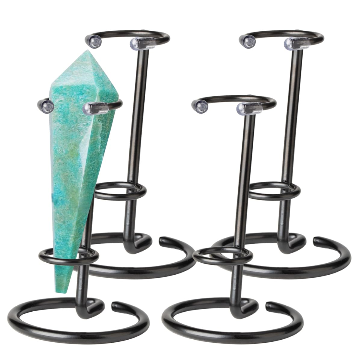 Gimvanic 4 Pcs Crystal Wand Stand, 2.36" L X 2.36" W X 2.6" H In Mineral Display Stand, Small Iron Crystal Stands for Display (Black, small)