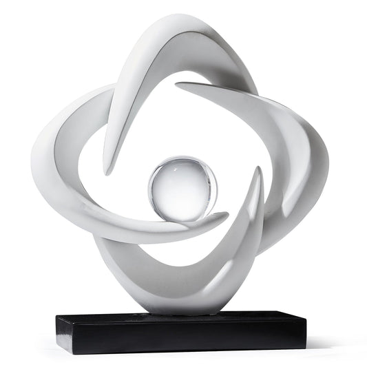 XYQXYQ Abstract Art Sculpture, Resin Gold Decorative Statue, Modern White Ornaments for Living Room, Decorativas Modernas for Coffee Table/Entryway/Office Collectibles (White)