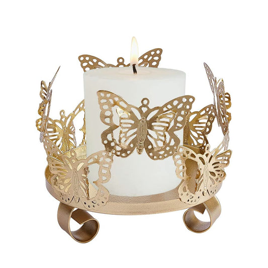 SUPERFINDINGS 1PC Iron Butterfly Candle Holder 4.1x4.1x3.5inch Decorative Candlestick Holder Art Tealight Candle Holder Golden Cup Candlestick for Home Table Christmas Party Decoration