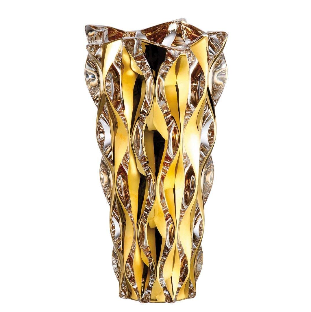Symphony Crystal Glass Flower Vase | Handmade Luxurious Bohemian Home Decor | European Design | 12" tall Gold