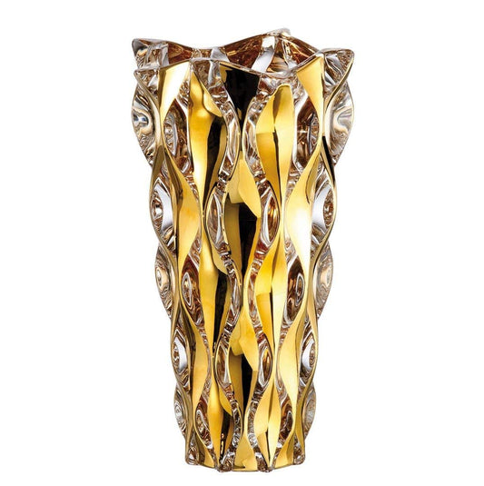 Symphony Crystal Glass Flower Vase | Handmade Luxurious Bohemian Home Decor | European Design | 12" tall Gold