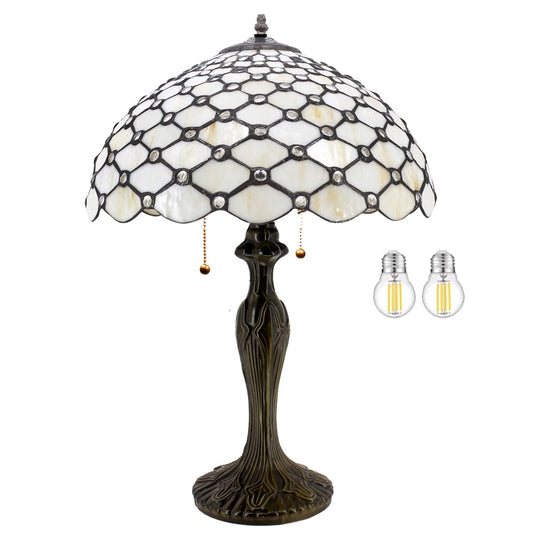 WERFACTORY Tiffany Table Lamp Stained Glass Bedside Lamp Desk Reading Light