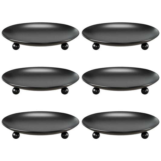 Apsvwys Black Candle Holders for Pillar Candles, Set of 6 Premium Metal Candle Plates Candle Stand for LED or Wax Candles, Decorative Pillar Candle Holder Dish for Table Centerpiece