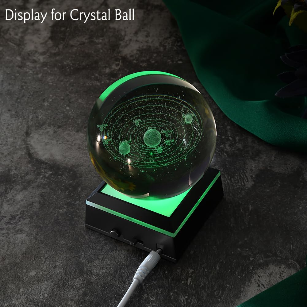 IFOLAINA LED Light Base Multicolor Show Stand Square Display Plate 9 Lighting Mode Color Change for 3D Crystal Art and Glass Ball Resin Figurine