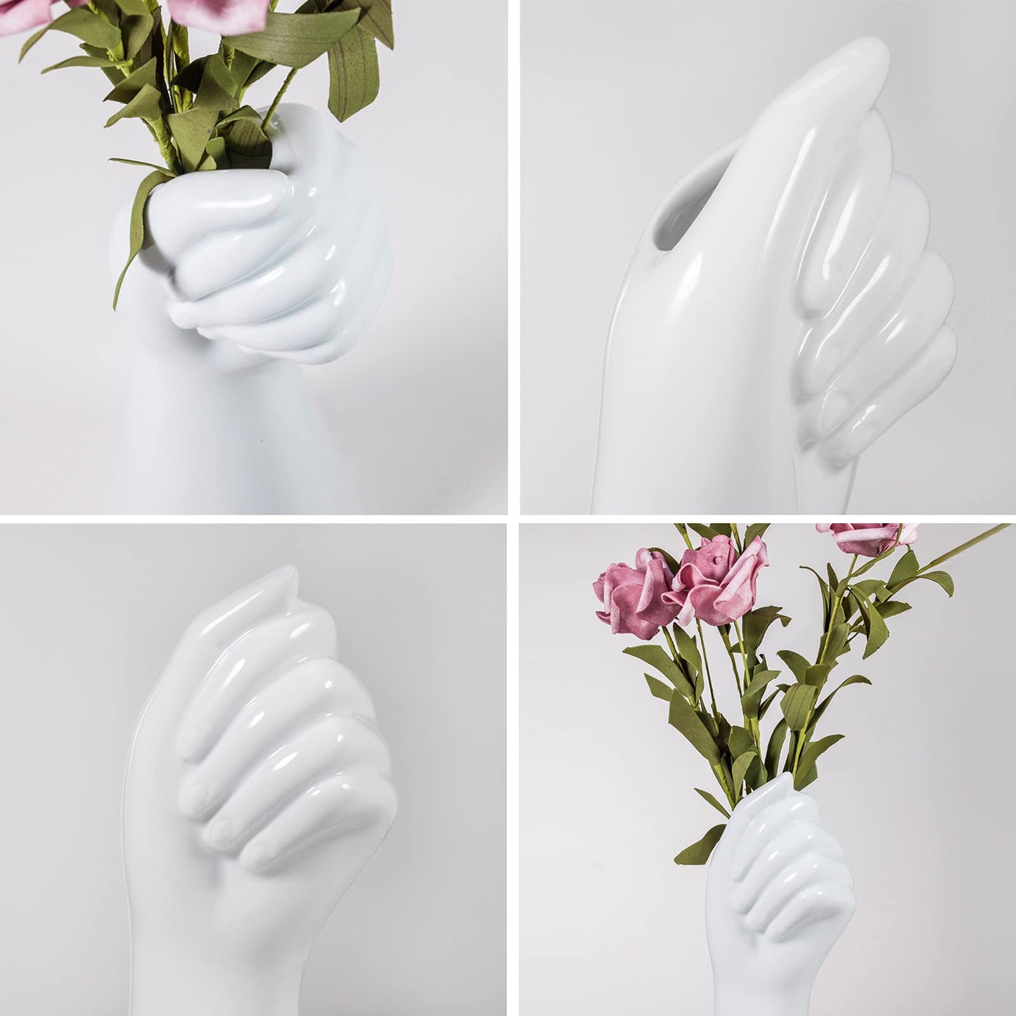 OYMOMYO Human Body Ceramic Hand Vase, Arm Body Shaped Small Flower vase Modern Aesthetic Decorative White Ceramic vases for Home Living Room décor