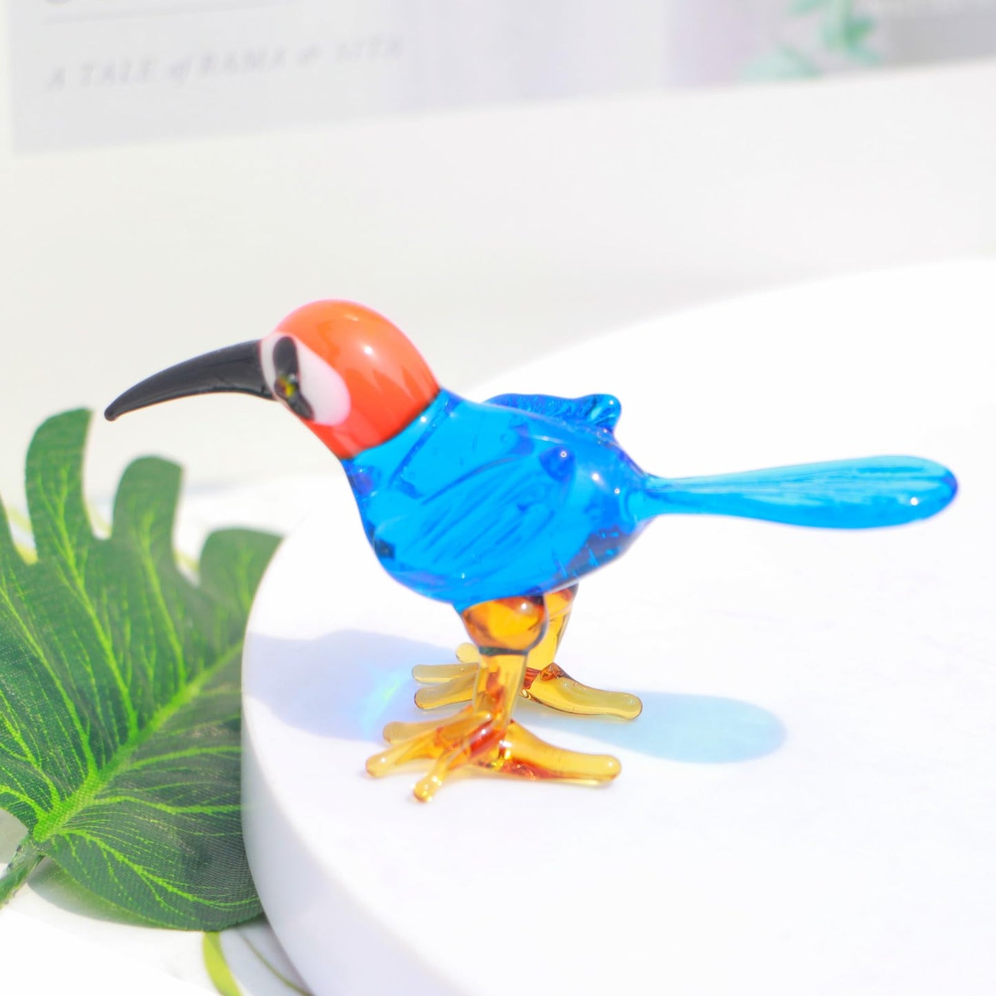 Crystal Bird Decor Glass Animal Statue Garden Room Ornament Hand-Blown Collectible Figurines Blue Bird