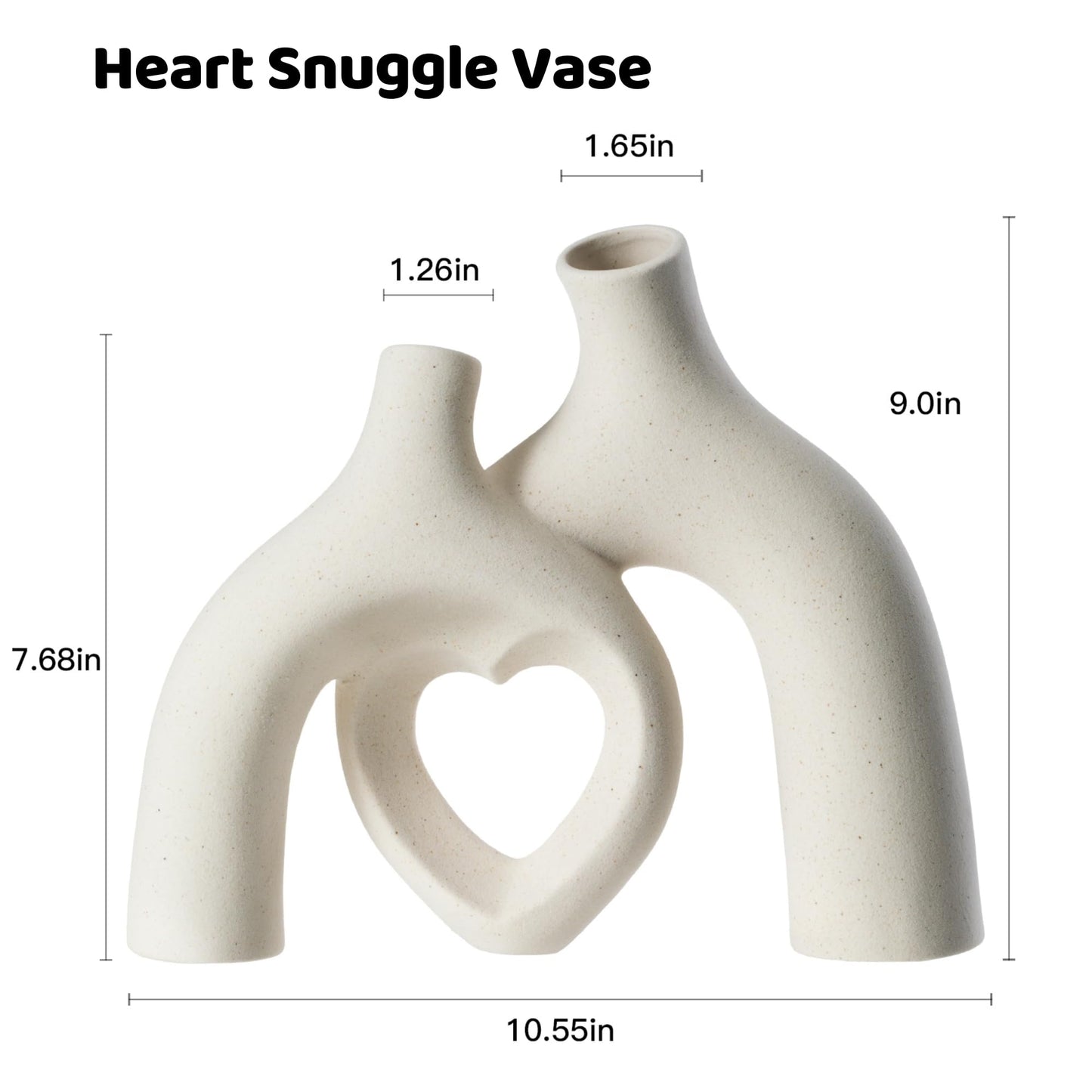 Liotww Snuggle Hollow Hug Donut Ceramic Vase, 8.3 Inch Modern Nordic Boho Style Aesthetic Decorative Flower Vases for Home Decor Pottery Barn Dining Living Room Table Shelf (Milky White)