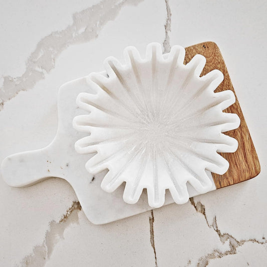 CRAFTFOBIA HandCrafted Marble Bowl/Antique Scallop Bowls/Fruit Bowl/Vintage Ring Dish/Decorative Ruffle Flower gift/HouseWarming Wedding Gift/Urli (6)